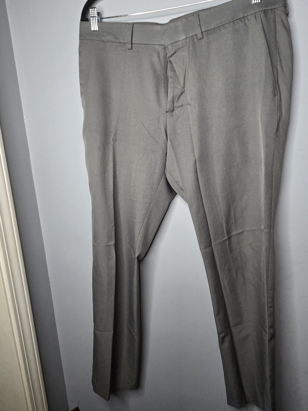 Kenneth Cole Mens 36x30 Gray Dress Pants Flat Front Slacks Career Travel Pocket